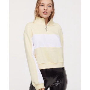 H&M Cropped Yellow Stand up Collar Sweatshirt
